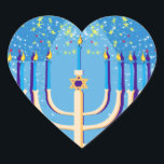 Adesivo Coração hanukkah menorah<br><div class="desc">"hanukkah menorah ", "feliz hanukkah",  menorah, "estrela de david", "chanukah jedesejo",  Hanukkah, "feriados judeus"chanukah,  hanukah,  chanukkah,  canukah,  chanukah,  hanuka,  hebrew,  jew, , ,  judaísmo,  menora,  ica, </div>
