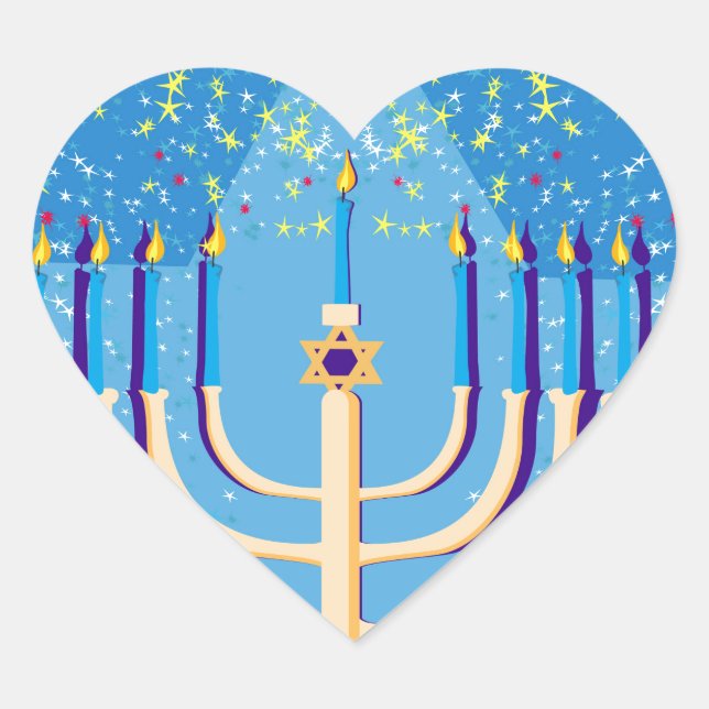Adesivo Coração hanukkah menorah (Frente)