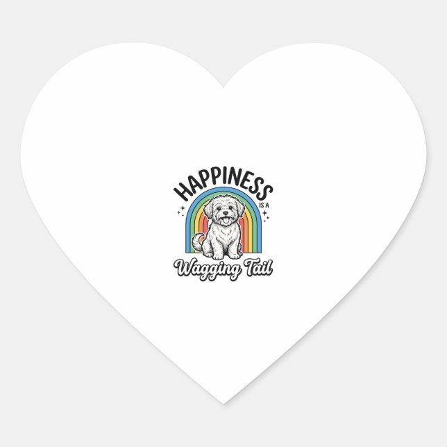 Adesivo Coração Happiness Is a Wagging Tail Dog Lover Design_1 (Frente)