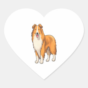 Adesivo Coração Happy Cartoon Rough Collie