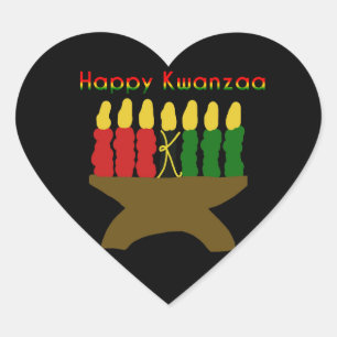 Adesivo Coração Happy Kwanzaa Kinara