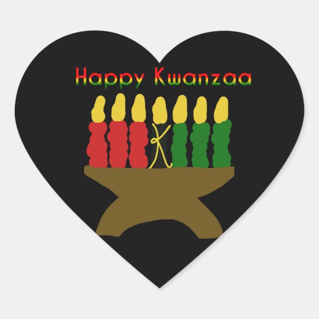 Adesivo Coração Happy Kwanzaa Kinara (Frente)