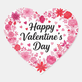 Adesivo Coração Happy Valentine’s Day Classic Round Heart Sticker 