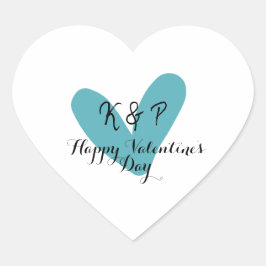 Adesivo Coração Happy Valentine's day turquoise heart name letter 
