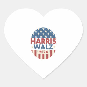 ADESIVO CORAÇÃO HARRIS WALZ 24 DEMOCRACIA 2024