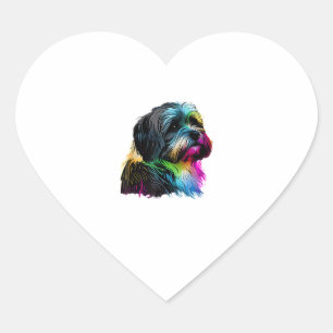 Adesivo Coração Havanese Dog Pop Art Design no Havanês