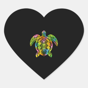 Adesivo Coração Hawaiian Tie Dye Sea Turtle, Havaí para mulheres h
