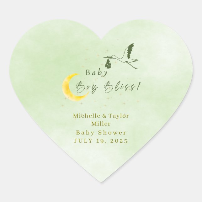 Adesivo Coração Heart Sage Green Baby Boy Bliss Stork Sticker (Frente)