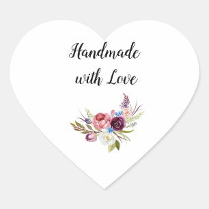 Adesivo Coração Heart Sticker Hande feito com amor