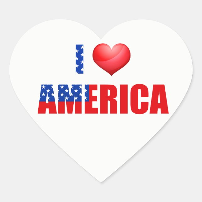 Adesivo Coração Heart Stickers-I Love America (Frente)
