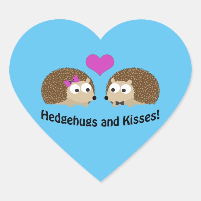 Adesivo Coração Hedgehugs e Kisses casal de ouriço fofo (Frente)
