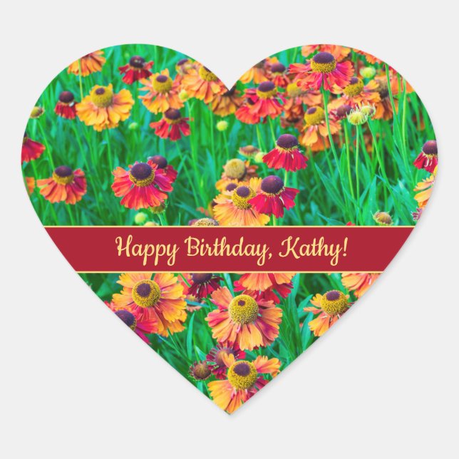 Adesivo Coração Hélio Incrivelmente Cheery Vermelho e Amarelo (Frente)