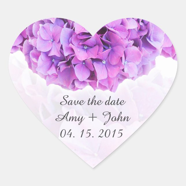 Adesivo Coração Hídrangas roxas e autocolantes hydrangea4 (Frente)