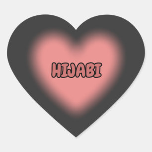 Adesivo Coração HIJABI Desenho de Hijab Coração Rosa Fofo