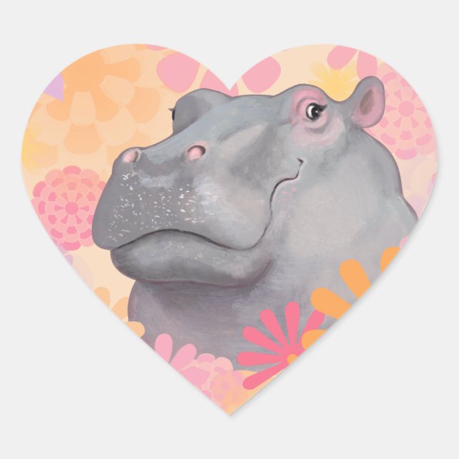 Adesivo Coração Hippo Love Sticker (Frente)