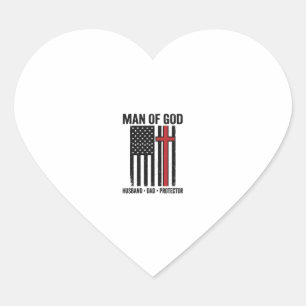 Adesivo Coração Homem de Deus Cruz Patriótica Camisa Cristã Design