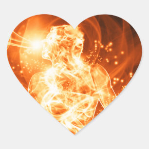 Adesivo Coração Homem do fogo