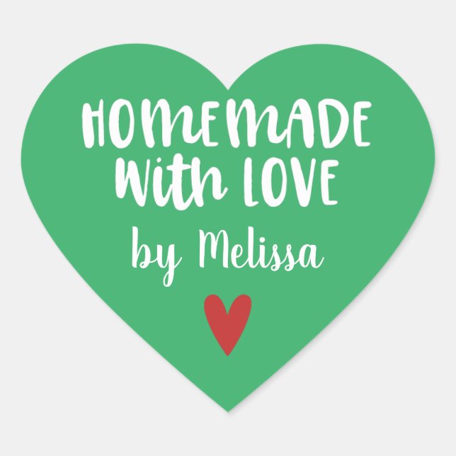 Adesivo Coração Homemada Verde Personalizada com Amor (Frente)