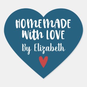 Adesivo Coração Homemade Azul de Marinho Personalizado com Amor