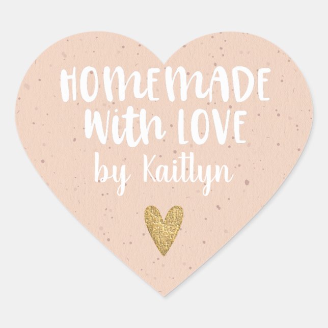 Adesivo Coração Homemade Com Amor Coração Rosa Esmagado (Frente)