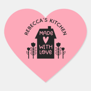 Adesivo Coração Homemade Rosa Personalizada Com Amor Clássico