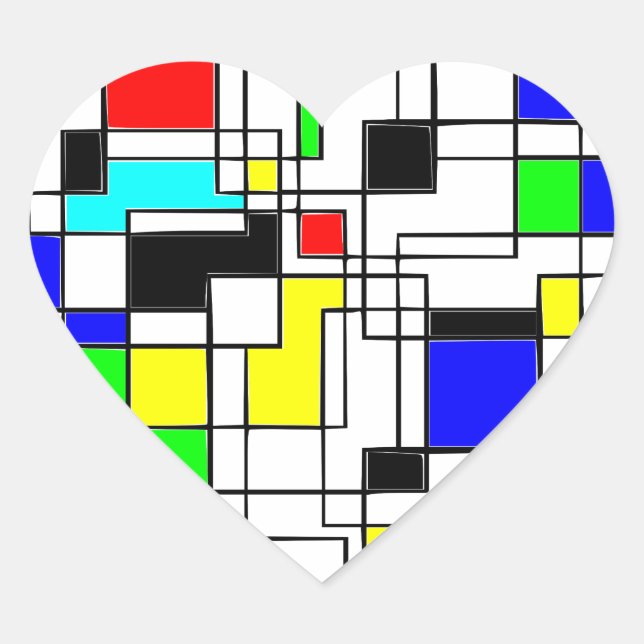 Adesivo Coração Homenagem Aleatória A Mondrian (Frente)