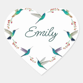 Adesivo Coração Hummingbird Personalizado
