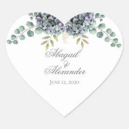 Adesivo Coração Hydrangeas Purplish Eucalyptus Heart Sticker