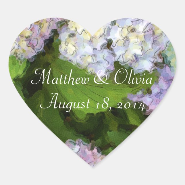 Adesivo Coração Hydrangeas Watercolor Stickers (Frente)