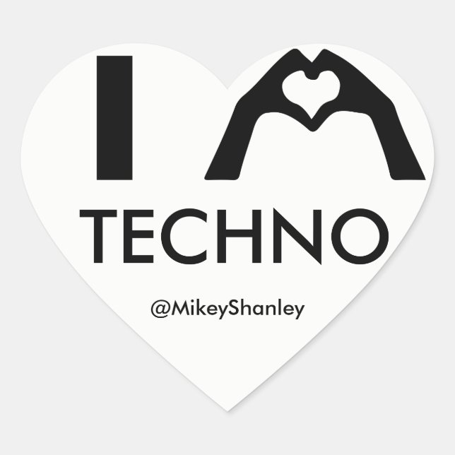 Adesivo Coração I HEART Techno Sticker (Frente)