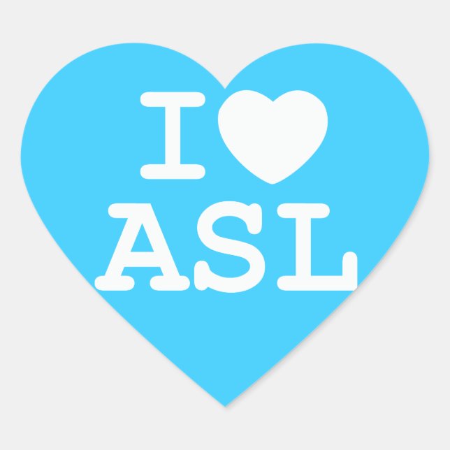 Adesivo Coração I Love ASL (Color) (Frente)