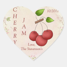 Adesivo Coração I Love Cherry Jam Jar Label (Personalizar)