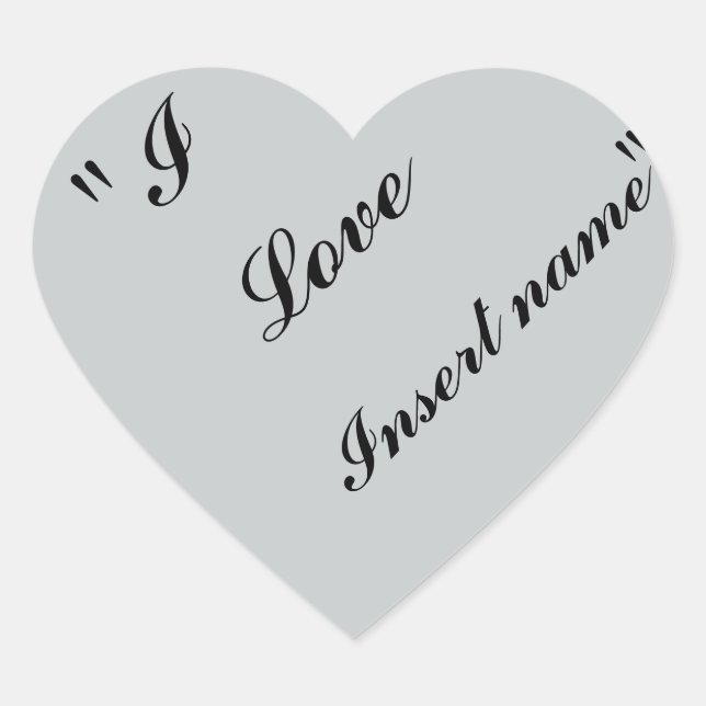 Adesivo Coração "I Love Insert name" (Frente)