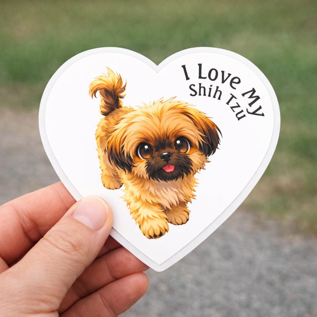Adesivo Coração I Love My Shih Tzu Dog (Cute I love my Shihtzu Puppy Dog Sticker)