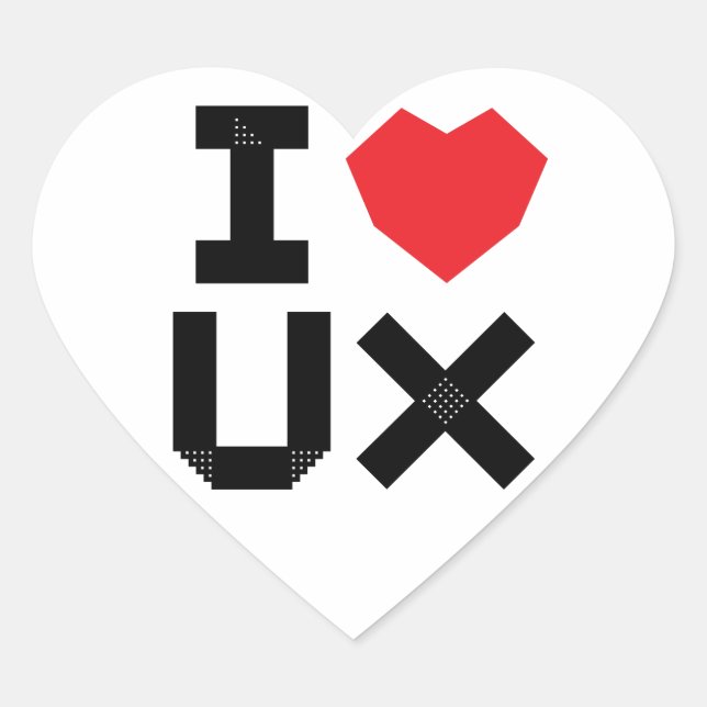 Adesivo Coração I Love UX (User Experience) (Frente)