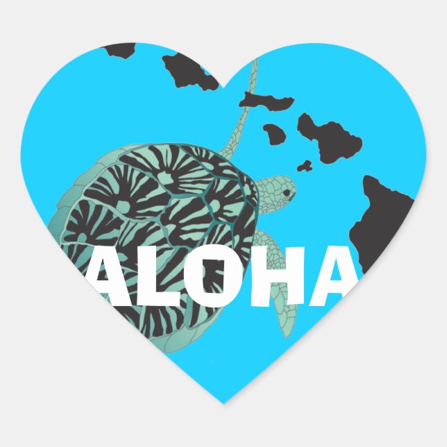 Adesivo Coração Ilhas Aloha Hawaii (Frente)