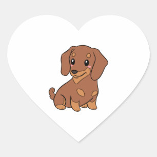 Adesivo Coração Ilustração de cão de dachshund bonito