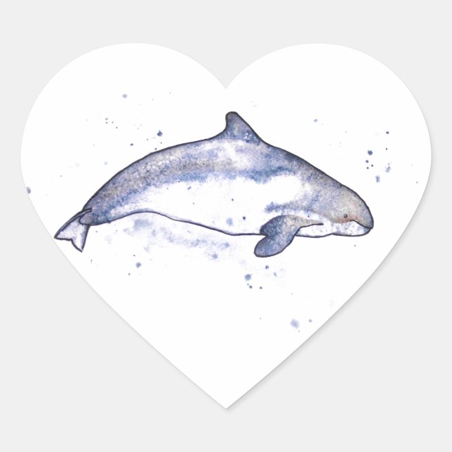 Adesivo Coração Ilustração Porpoise (Frente)