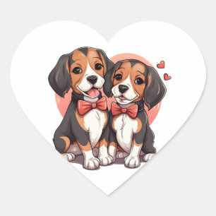 Adesivo Coração Ilustração Romântica De Amor De Beagle Puppy