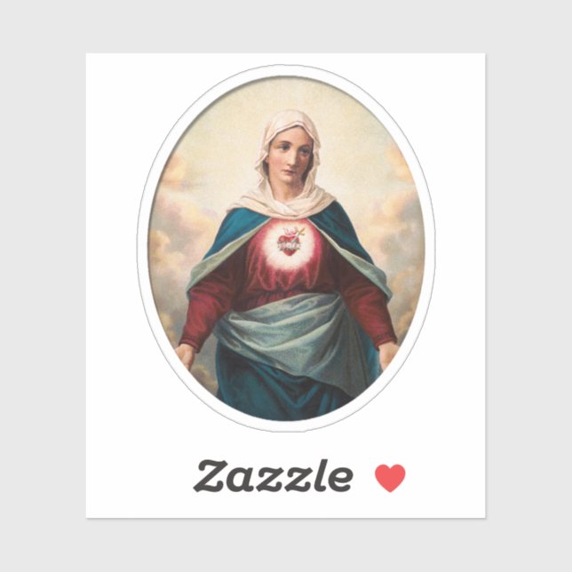 Adesivo Coração Imaculado de Mary Vinil Católico (Folha)