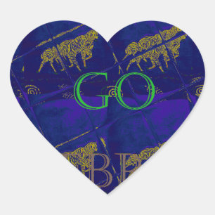 Adesivo Coração Impressão Abstrato "Vamos Ir Zebra" azul francês