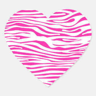 Adesivo Coração Impressão animal com padrão de faixa de zebra rosa