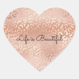 Adesivo Coração Impressão bonito Peach Leopardo