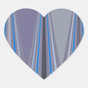 Adesivo Coração Impressão de Arte Chevron Azul, Roxo e Cinza