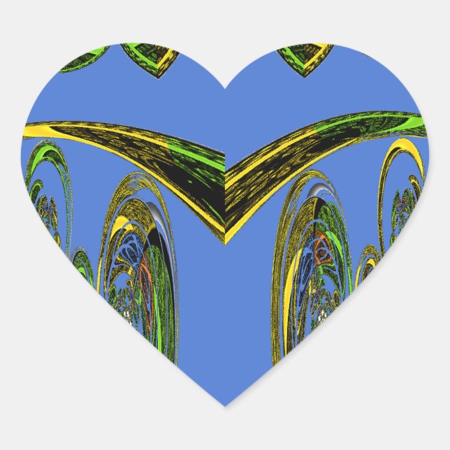 Adesivo Coração Impressão de Arte Iridescente com Design Abstrato  (Frente)