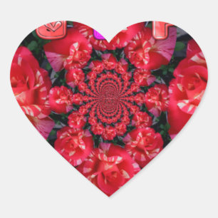 Adesivo Coração Impressão de Arte "Namorados Feliz", Rosas vermelh