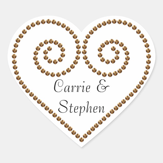 Adesivo Coração Impressão de bife Dourado (Frente)