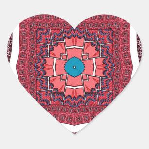 Adesivo Coração Impressão de Padrão de Cultura Sindhi Tradicional