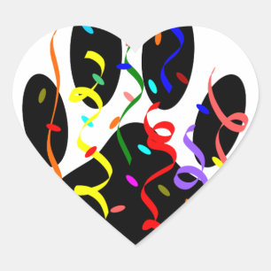 Adesivo Coração Impressão De Pata De Cães Com Confetti E Streamer