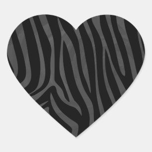Adesivo Coração Impressão de Zebra Black e Cinza
